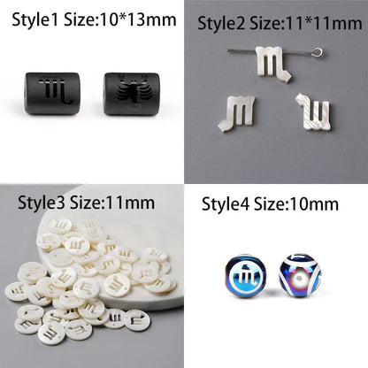 10PCS/lot 12 Constellation Horoscope Charms Beads 12 Zodiac Signs Multistyle Beads for DIY Couples Bracelets Jewelry Making