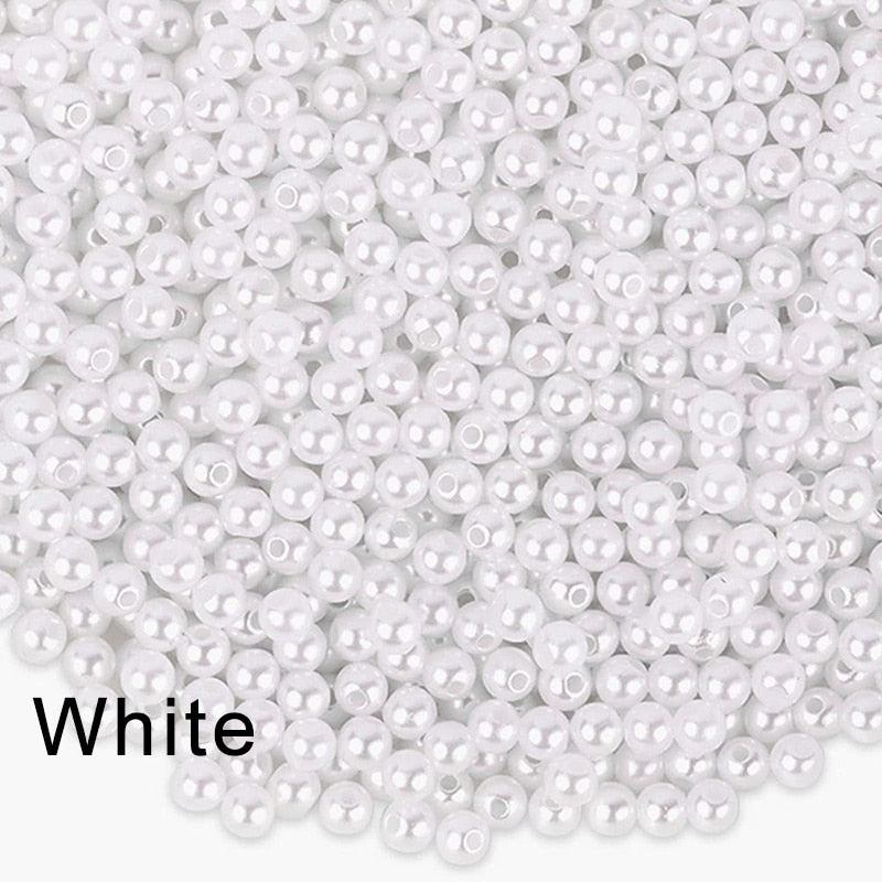 4/6/8/10/12/14/16mm Pearl Beads ABS Loose Round Beads Craft for Fashion Jewelry Making White Beige DIY Imitation Garment Beads