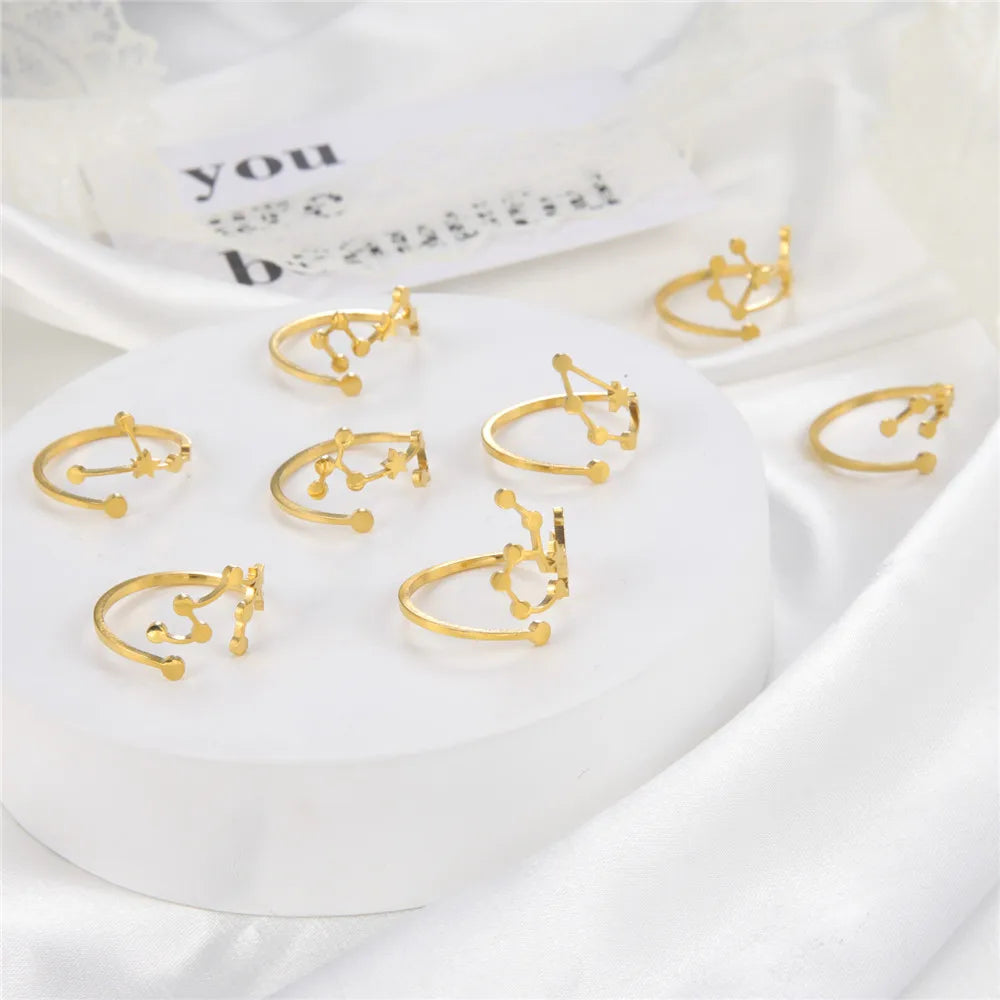 Skyrim 12 Constellation Rings for Women Star Signs Zodiac Open Ring Taurus Pisces Leo Virgo Gemini Pisces Libra Birthday Gift