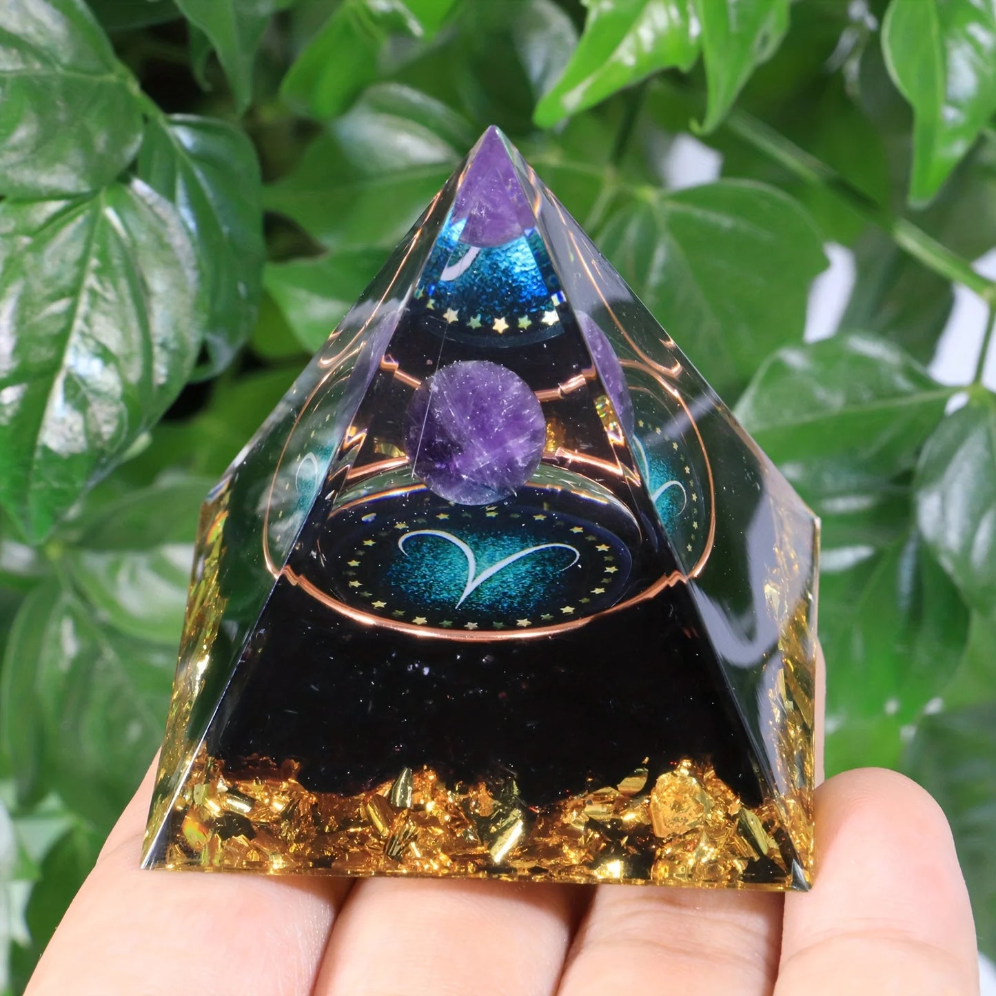 12 Zodiac Orgone Pyramid 5cm Horoscope Healing Natural Crystal Stone Ornaments Chakra Reiki Orgonite Gemstones Birthday Gifts