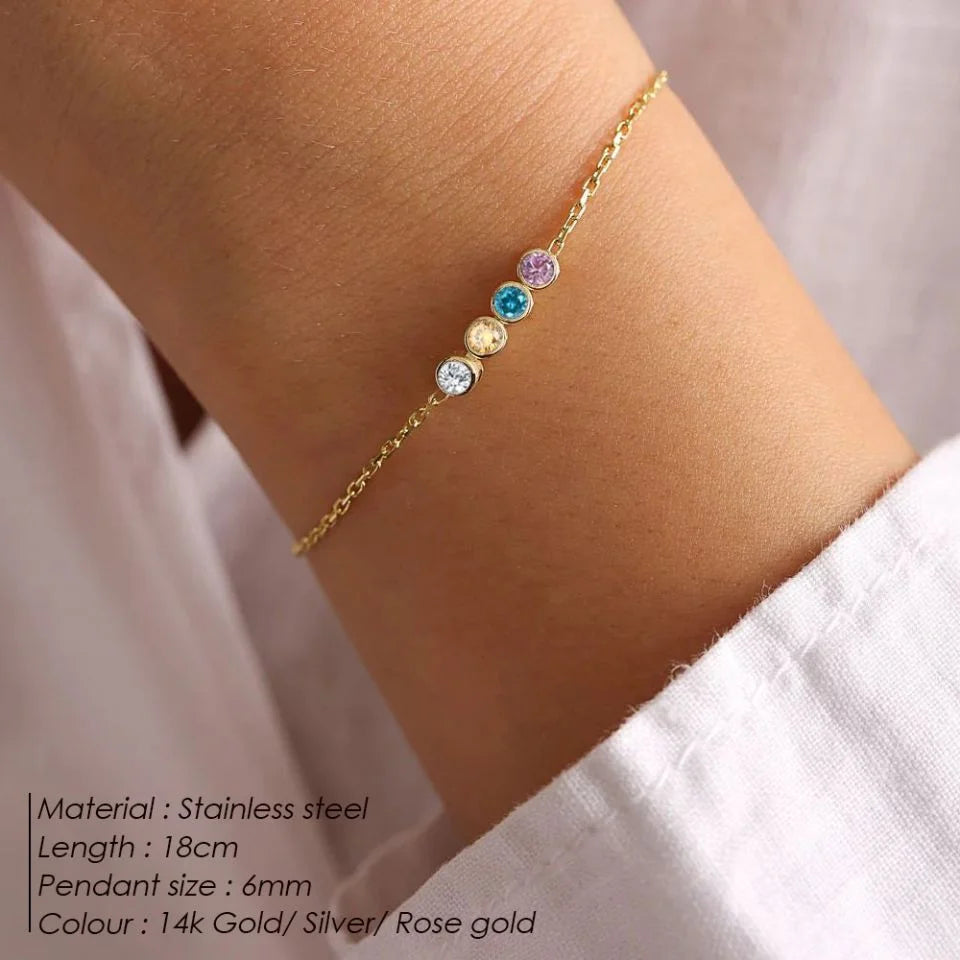 SUNIBI DIY Birthstone Bracelet for Woman Stainless Steel Zircon 12 Zodiac Constellation Multicolor Bracelets Jewelry Wholesale