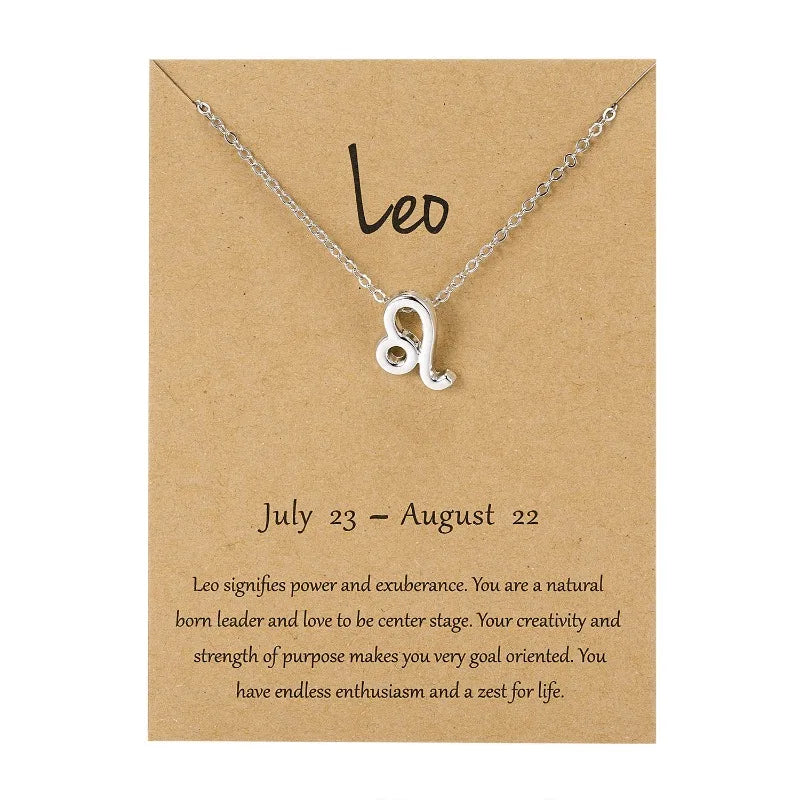 12 Horoscope Silver Color Pendant Necklace for Men Women Taurus Aries Leo Pisces Virgo 12 Constellations Jewelry Holiday Gifts