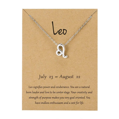 12 Horoscope Silver Color Pendant Necklace for Men Women Taurus Aries Leo Pisces Virgo 12 Constellations Jewelry Holiday Gifts