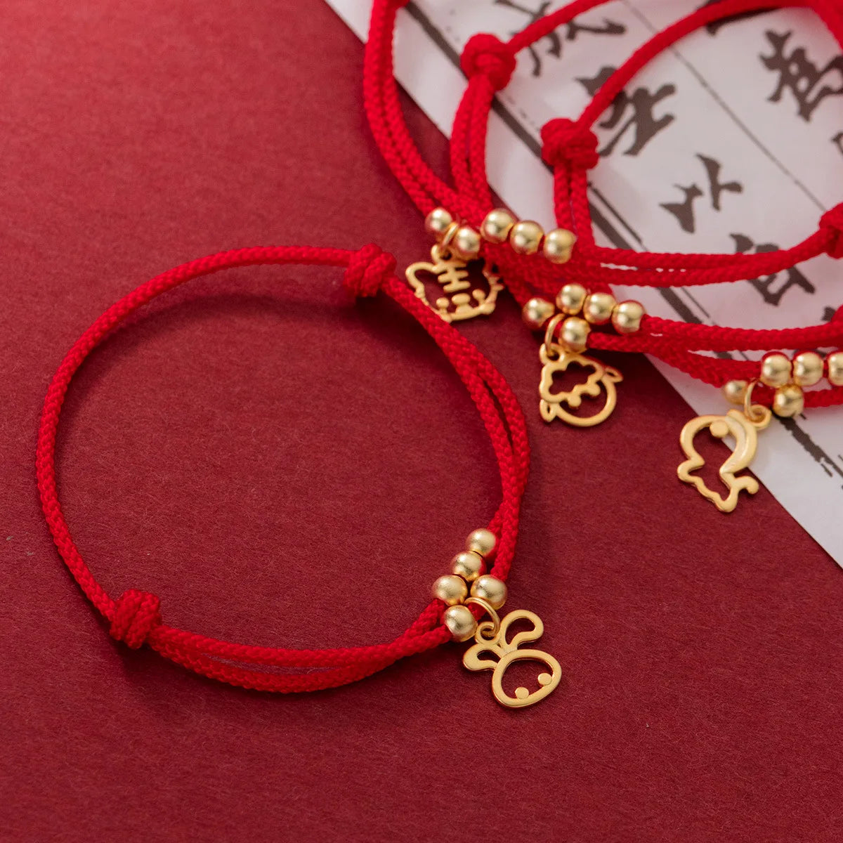 INZATT Real 925 Sterling Silver The Twelve Chinese Zodiac Signs Red Rope Bracelet for Women Classic Tiger Animal Fine Jewelry