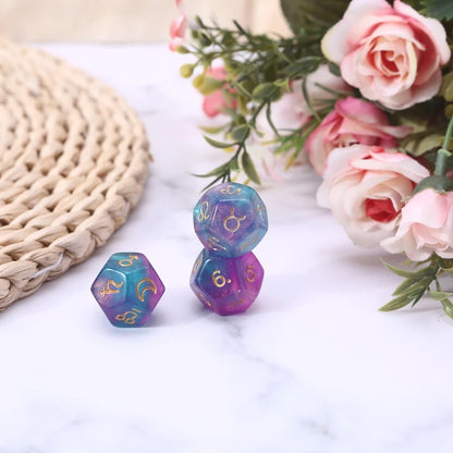 3Pcs/Set Astrological Dice 12-Sided Polyhedral Dice Astrology Ta-rot Card Constellation Divination Zodiac Dice Set 03KA