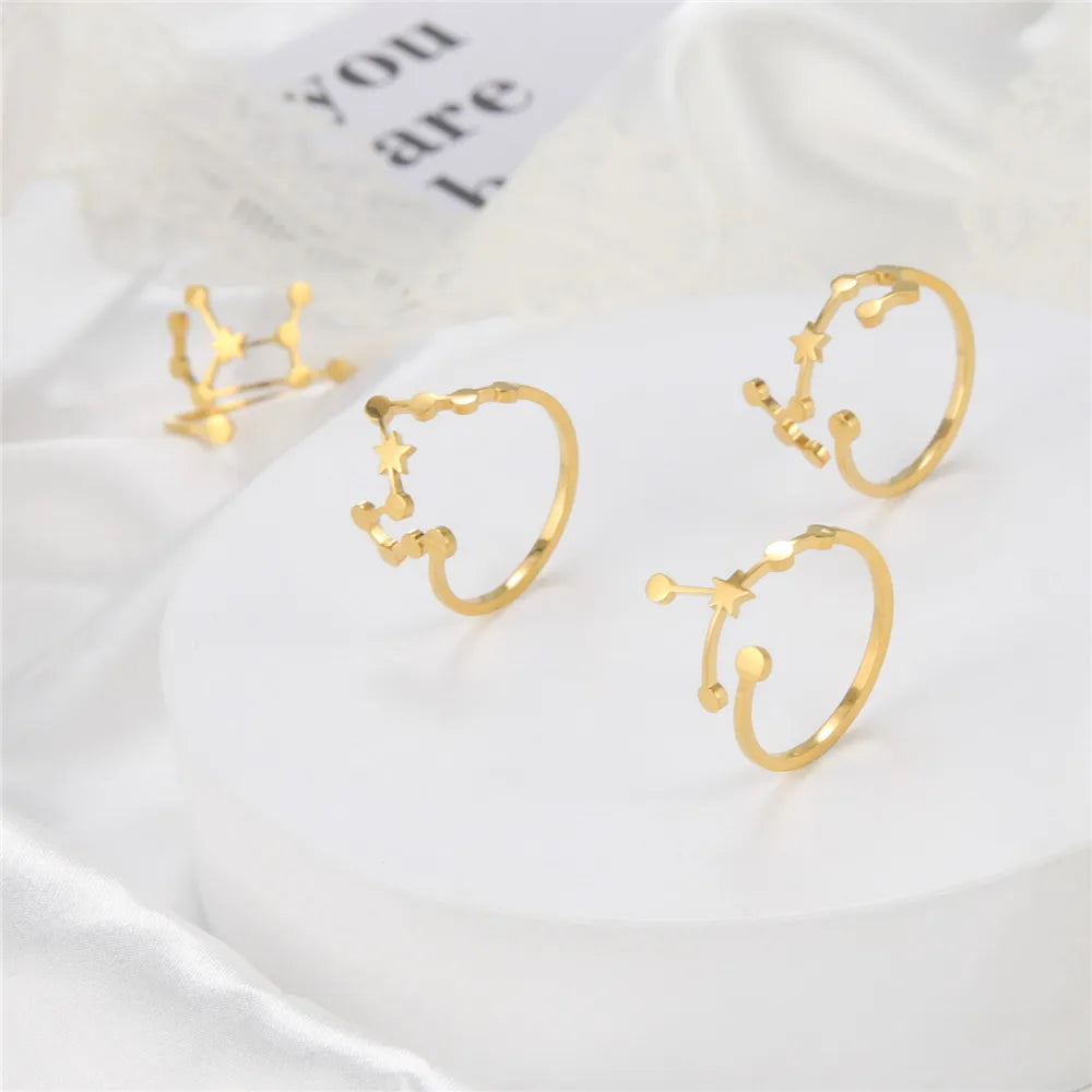 Skyrim 12 Constellation Rings for Women Star Signs Zodiac Open Ring Taurus Pisces Leo Virgo Gemini Pisces Libra Birthday Gift