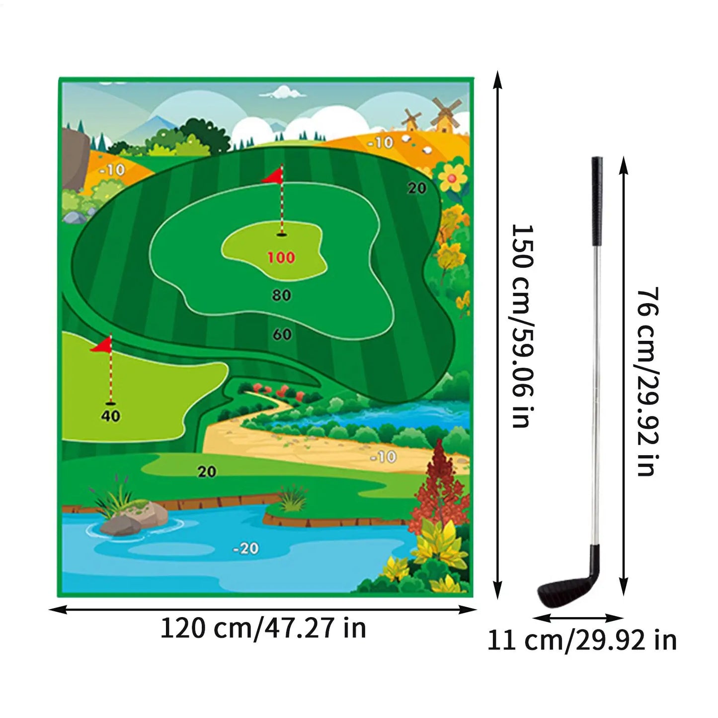 Golf Chipping Game Golf Chipping Battle Game With Hitting Mat Sticky Practice Mat With Club Putting Green Training Equipment For
