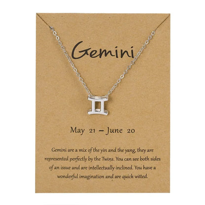 12 Horoscope Silver Color Pendant Necklace for Men Women Taurus Aries Leo Pisces Virgo 12 Constellations Jewelry Holiday Gifts