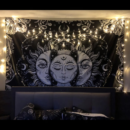 1pcS75*58cm Sun Moon Horoscope Divination Printed Tapestry Home DecorTapestry Wall Decor