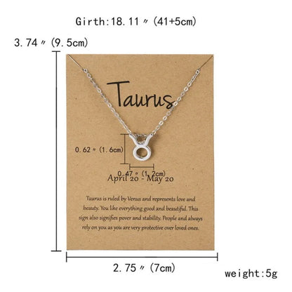 12 Horoscope Silver Color Pendant Necklace for Men Women Taurus Aries Leo Pisces Virgo 12 Constellations Jewelry Holiday Gifts