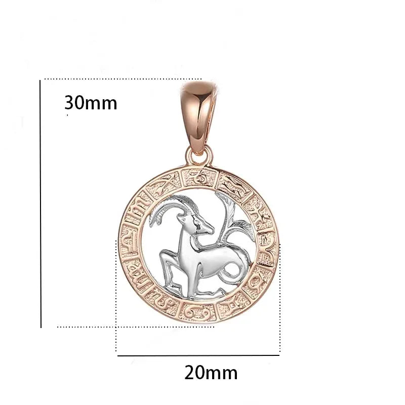 12 Constellation 585 Rose White Gold Color Jewelry Zodiac Pisces Pendant