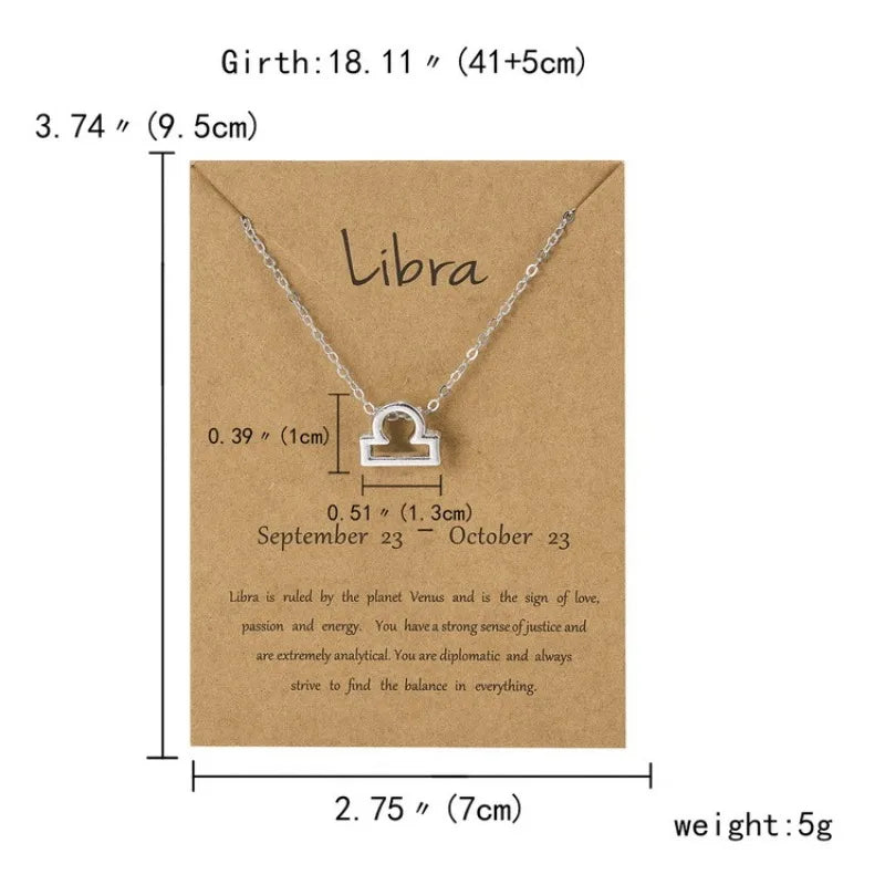 12 Horoscope Silver Color Pendant Necklace for Men Women Taurus Aries Leo Pisces Virgo 12 Constellations Jewelry Holiday Gifts