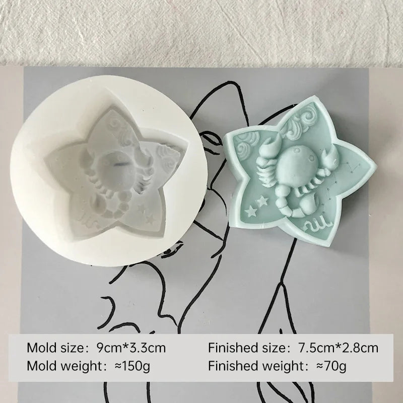 Twelve Horoscope Scented Candle Silicone Mold DIY Pentagram Constellation Aries Leo Gypsum Resin Handmade Soap Mould