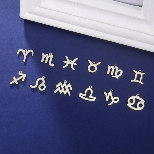 EUEAVAN 12pcs Zodiac Charms Stainless Steel Constellation Charms for Jewelry Making DIY Necklace Bracelet Women Gifts