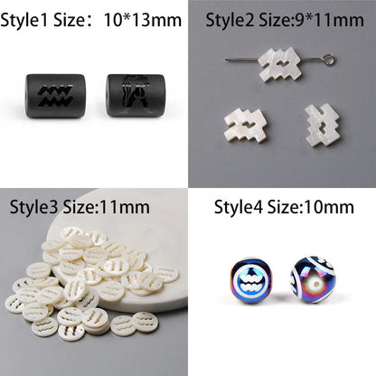 10PCS/lot 12 Constellation Horoscope Charms Beads 12 Zodiac Signs Multistyle Beads for DIY Couples Bracelets Jewelry Making