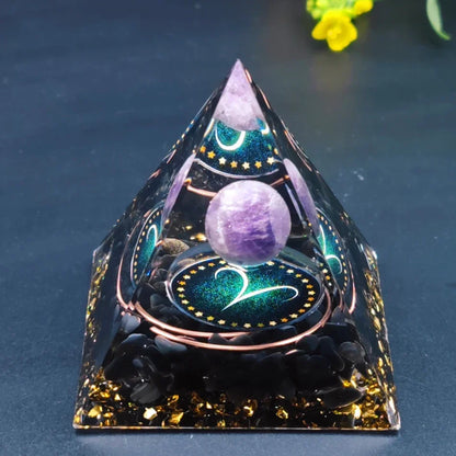 12 Zodiac Orgone Pyramid 5cm Horoscope Healing Natural Crystal Stone Ornaments Chakra Reiki Orgonite Gemstones Birthday Gifts
