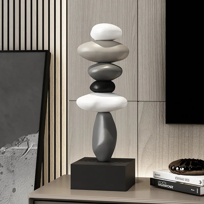 Feng Shui Stone Resin Sculpture, Modern Art Stone Carving Model, Desktop Decoration, Home Garden Decoration Crafts, Gifts