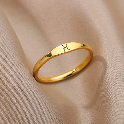 Tiny Zodiac Sign Ring For Women Stainless Steel Gold Color Constellation Gemini Ring Birthday Christmas Jewelry Bijoux Femme