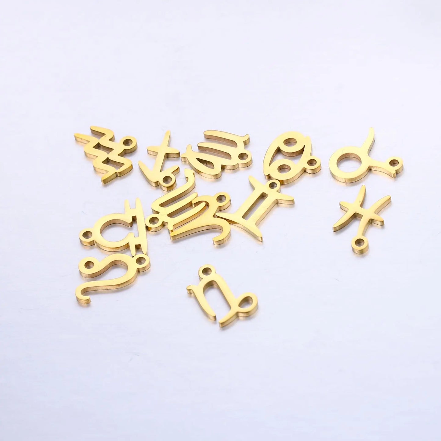 12pcs/lot 9.5*9.5mm Mirror Polished Stainless Steel Zodiac Charms Constellations Charms For DIY Bracelet Making