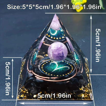 12 Zodiacs Orgone Pyramid 5cm Horoscope Healing Natural Crystal Stone Chakra Reiki Orgonite Gemstones Birthday Constellation