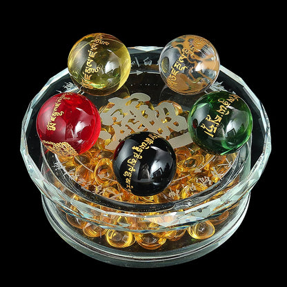 Feng Shui Five Element Wealth Figurine Collectibles Lucky Fortune Prosperity Crystal Ingot glass Craft Paperweight Home Decor