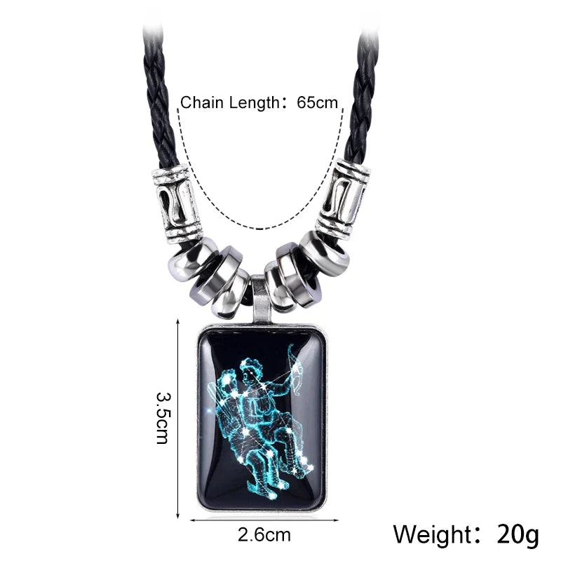 2024 Charm Pendant Necklace Galaxy Constellation Design 12 Zodiac Sign Horoscope Astrology Necklace for Women Men Resin Jewelry