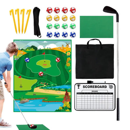 Golf Chipping Game Golf Chipping Battle Game With Hitting Mat Sticky Practice Mat With Club Putting Green Training Equipment For