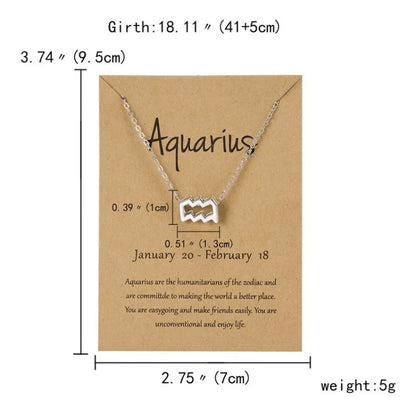 12 Horoscope Silver Color Pendant Necklace for Men Women Taurus Aries Leo Pisces Virgo 12 Constellations Jewelry Holiday Gifts
