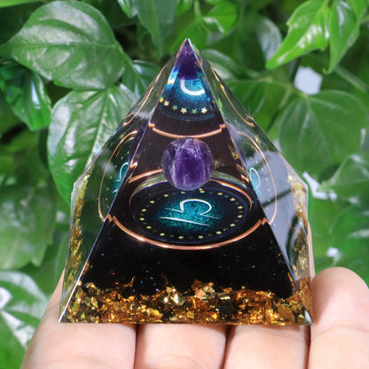 12 Zodiacs Orgone Pyramid 5cm Horoscope Healing Natural Crystal Stone Chakra Reiki Orgonite Gemstones Birthday Constellation