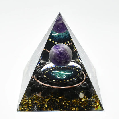 12 Zodiac Orgone Pyramid 5cm Horoscope Healing Natural Crystal Stone Ornaments Chakra Reiki Orgonite Gemstones Birthday Gifts