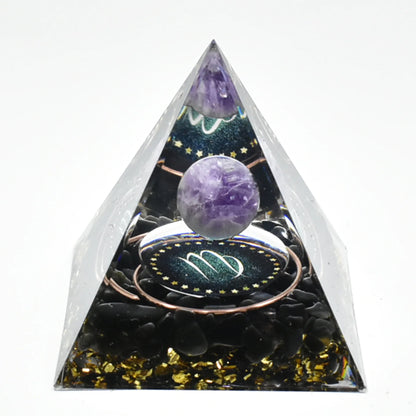 12 Zodiacs Orgone Pyramid 5cm Horoscope Healing Natural Crystal Stone Chakra Reiki Orgonite Gemstones Birthday Constellation