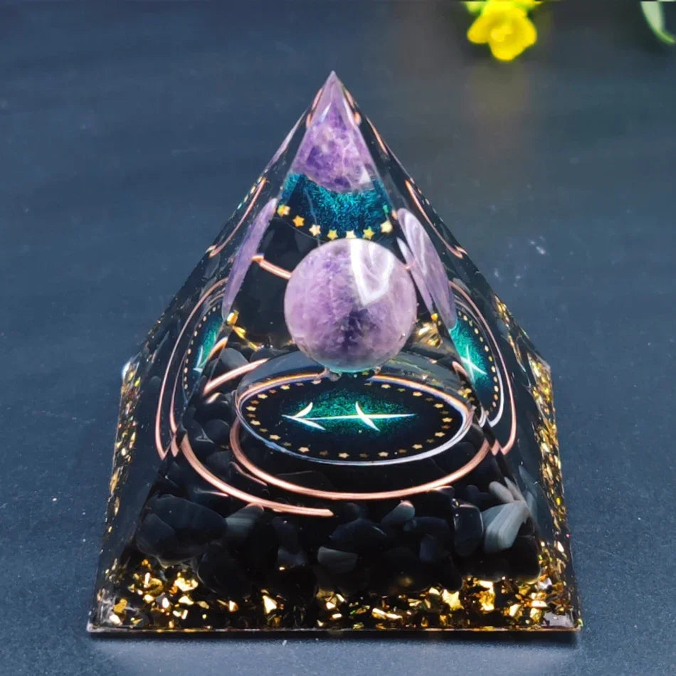 12 Zodiac Orgone Pyramid 5cm Horoscope Healing Natural Crystal Stone Ornaments Chakra Reiki Orgonite Gemstones Birthday Gifts