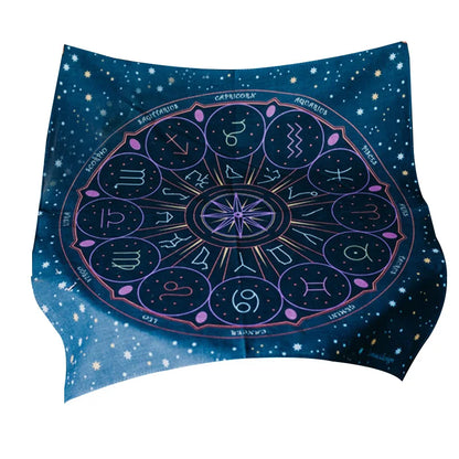 Tarot tablecloth Altar cloth tarot Tapestry Wall Hanging Wheel of the Zodiac Astrology black sun moon Bedroom Room Decor Art