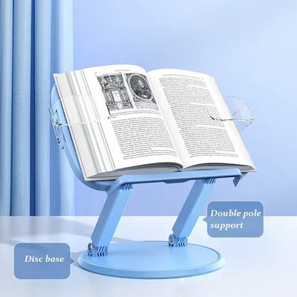 Reading Rack Multifunctional Adjustable 360° Rotatable Students Bookcase Folding Book Stand Bookshelf Desktop Book Holder