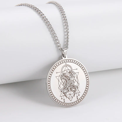 Stainless Steel Necklaces 12 Horoscope Zodiac Sign Silver Color Pendant Chain Aries Leo Constellation Men Women Friendship Gifts