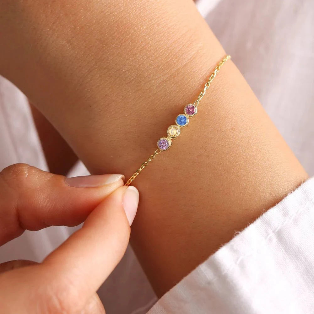 eManco DIY Zircon Birthstone Bracelet Personalized Matching Bracelets 12 Zodiac Sign Gifts Party Gifts