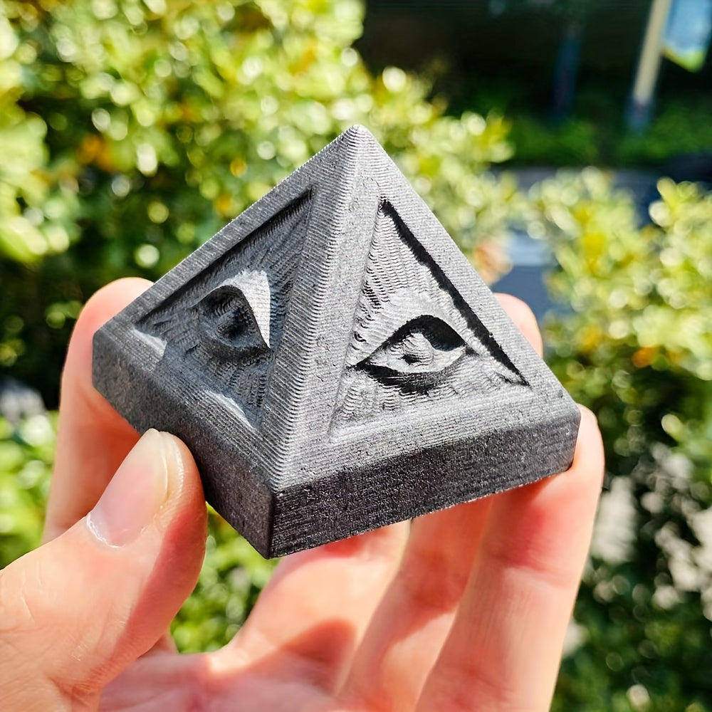 Handcrafted Shungite Pine Pyramid - Natural Crystal for Meditation, Home Decor &amp; Feng Shui Protection