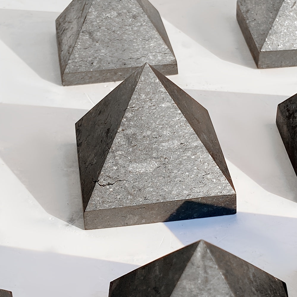 Handcrafted Shungite Pine Pyramid - Natural Crystal for Meditation, Home Decor &amp; Feng Shui Protection