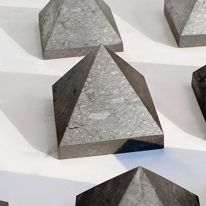 Handcrafted Shungite Pine Pyramid - Natural Crystal for Meditation, Home Decor &amp; Feng Shui Protection