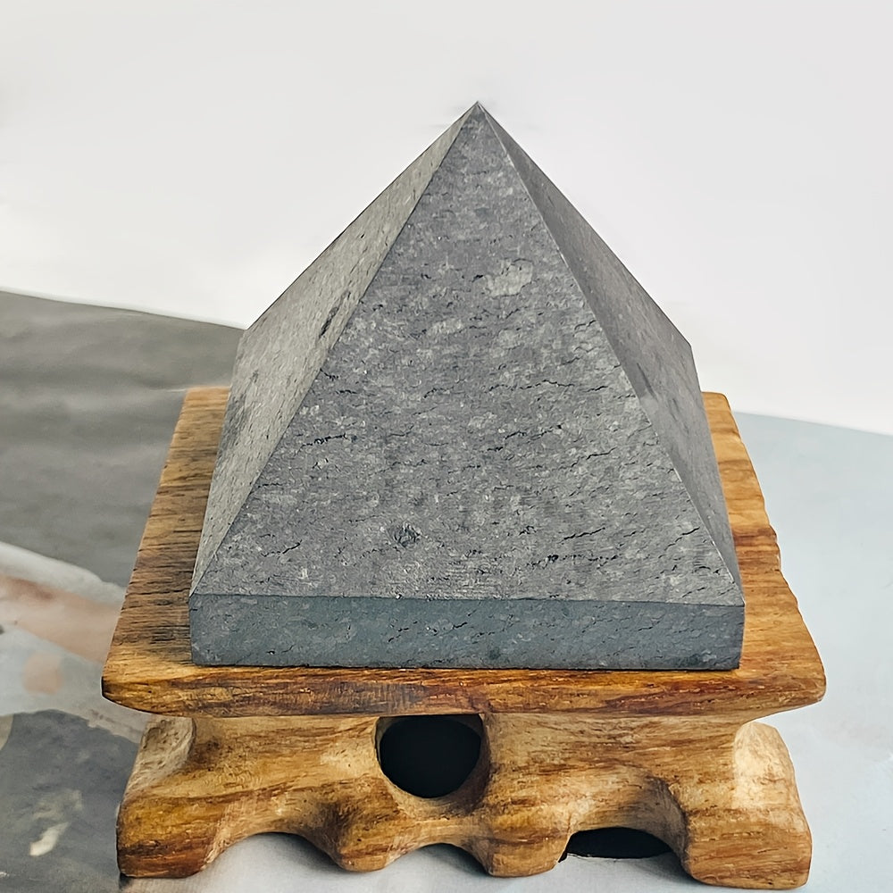Handcrafted Shungite Pine Pyramid - Natural Crystal for Meditation, Home Decor &amp; Feng Shui Protection
