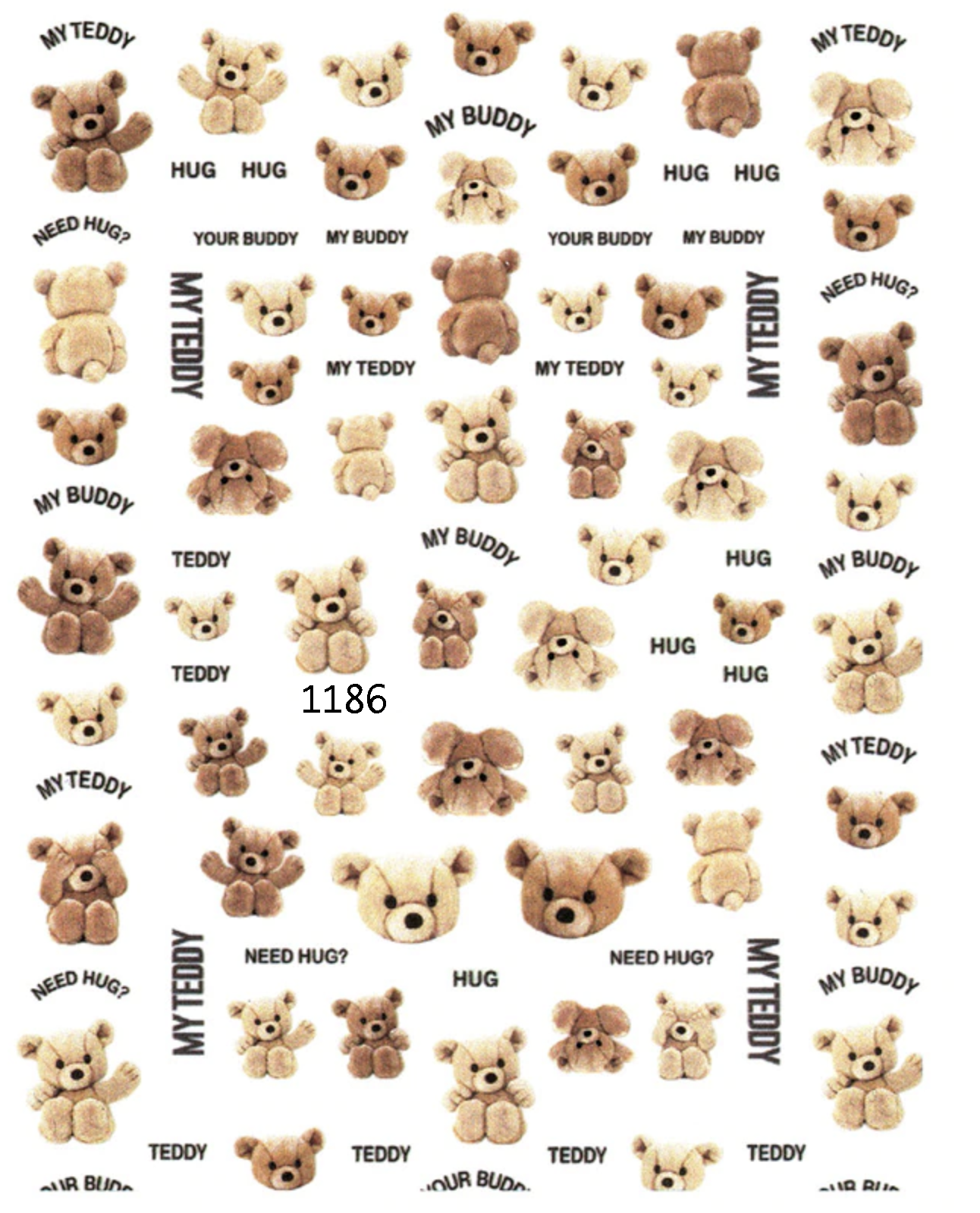 Nail Sticker - Teddy Bear - 1186