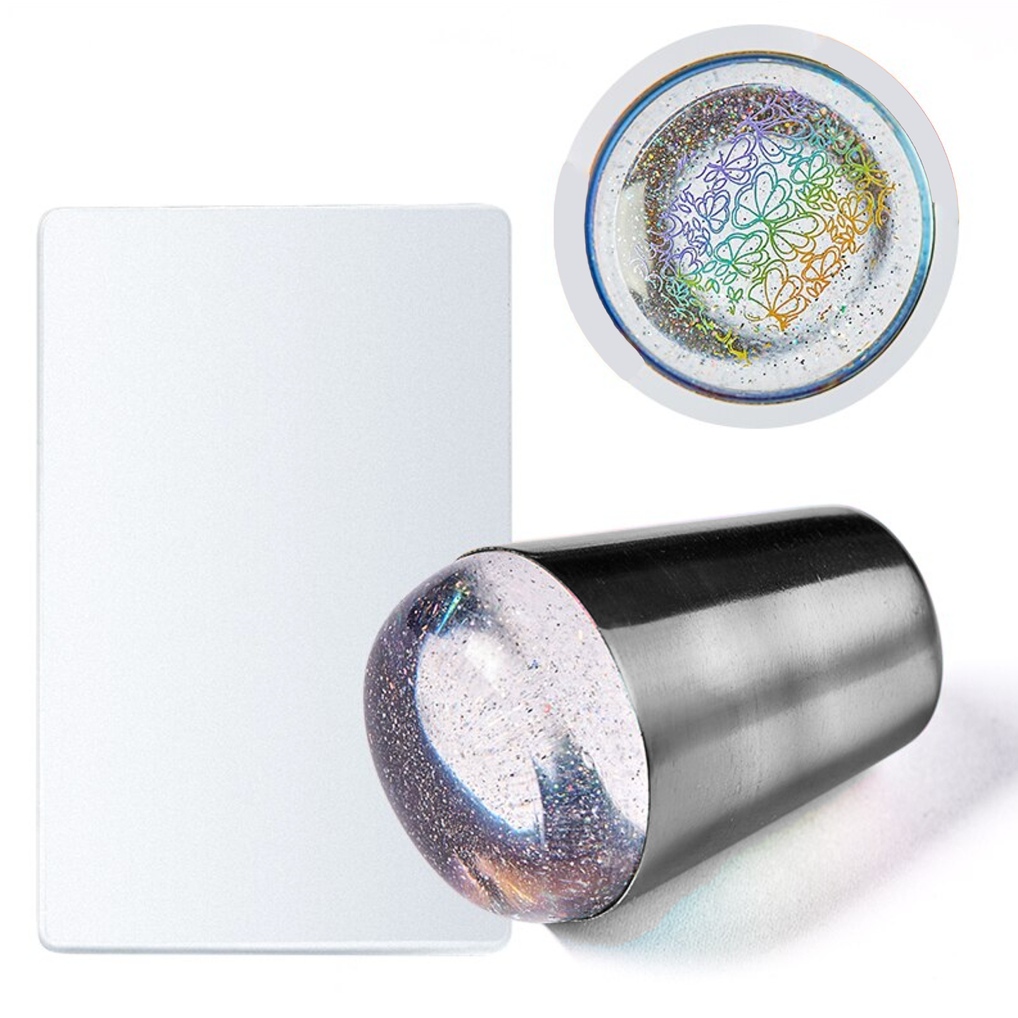 HOLOGRAPHIC Silicone Stamper (Stamping Plate & Scraper Set)