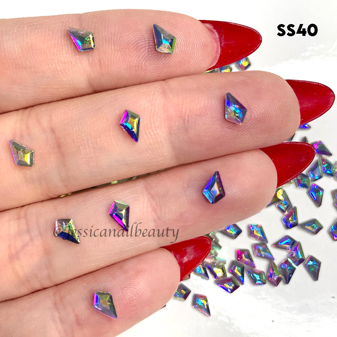 Crystal Rhinestone - Arrow (Kite) Flatback - Crystal AB