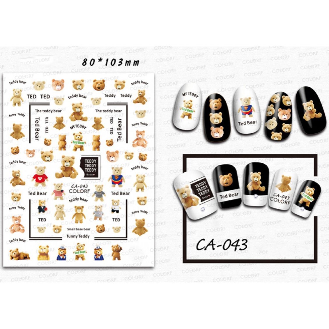 Nail Sticker - Teddy Bear - CA043