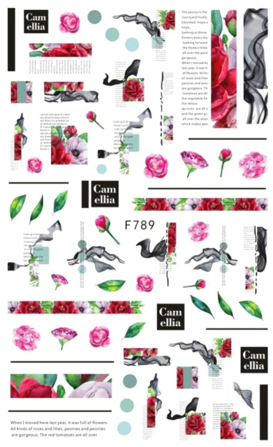 Nail Sticker - Flowers - F789