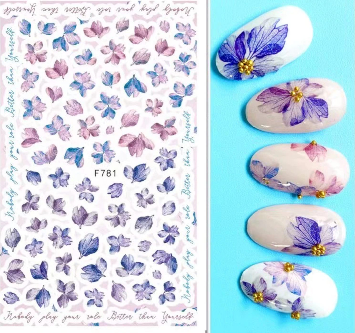 Nail Sticker - Flowers - F781