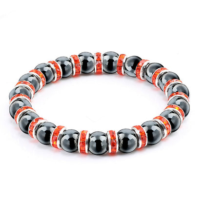 Natural Hematite Beads Bracelets Men No-Magnetic Health Protection Women Jewelry Charm Crystal Stone Stretch Bracelet &amp; Bangle