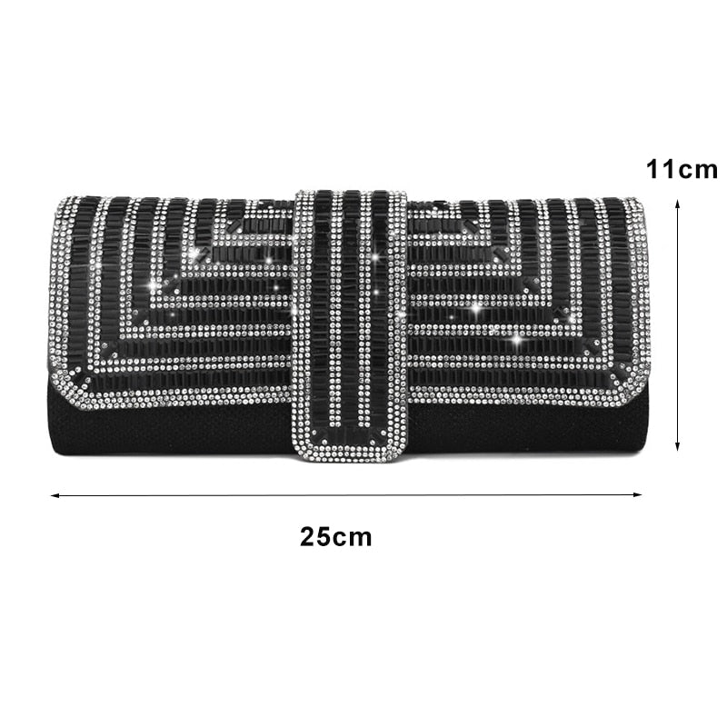 Black Clutch Purse and Handbag with Rhinestone Women&#39;s Party Evening Bag Luxury Wedding Clutch Female Shoulder Bag Bolso ZD1460