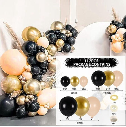 Black Gold Balloon Garland Arch Kit Confetti Latex Balloon Happy 30 40 50 Year Old Birthday Party Decoration 30th Anniversary