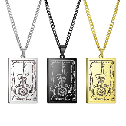 Dawapara Vintage Tarot Card Necklace The Major Arcana Pagan Astrology Talisman Pendants Necklace Stainless Steel Jewelry